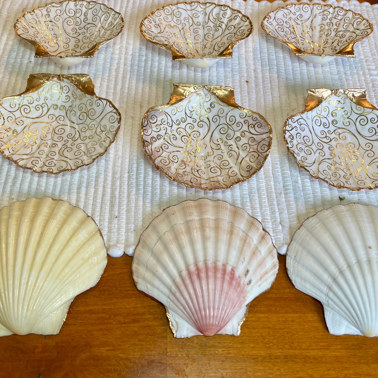 Gilded-Scroll Seashell Jewelry Tray